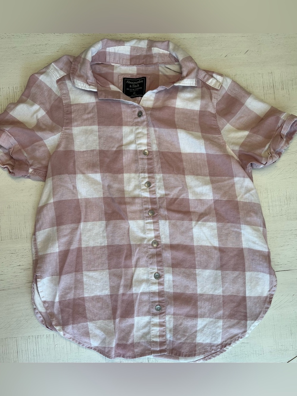 Abercrombie & Fitch Pink and White Gingham Button-Down Shirt